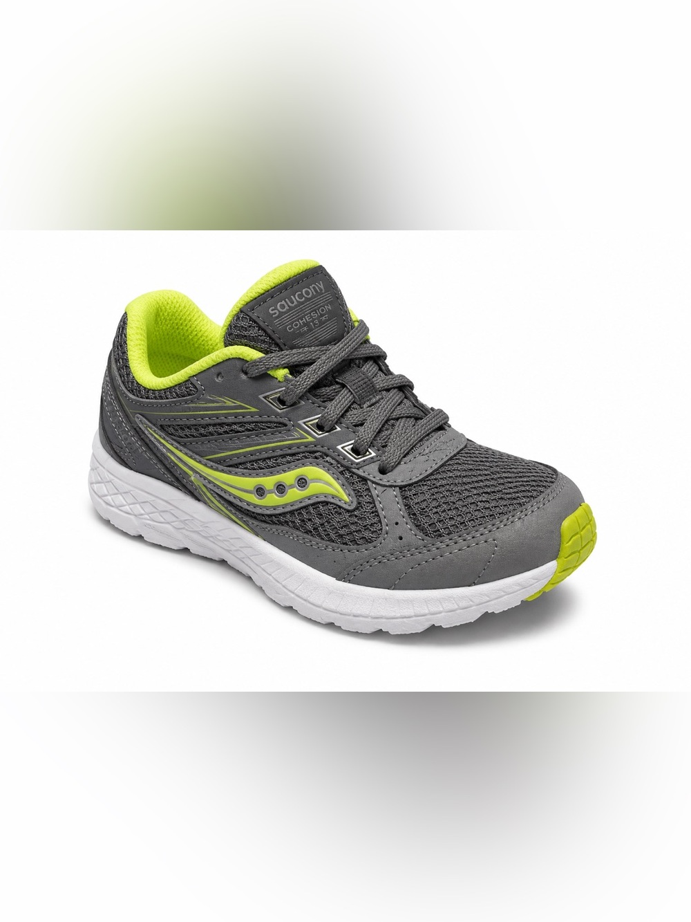 Saucony Kids Gray and Lime Athletic Sneakers